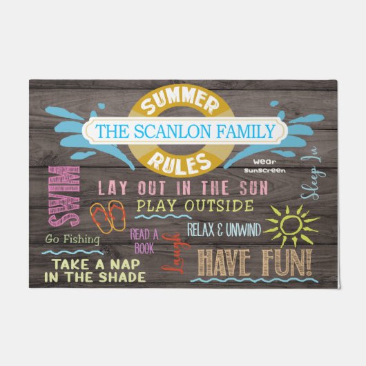 Paillasson  Summer Rules Personalized Mat, Pool Family  (Devant)