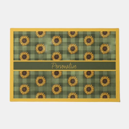 Paillasson Sunflower Green Buffalo Plaid En vichy Personnalis (Devant)
