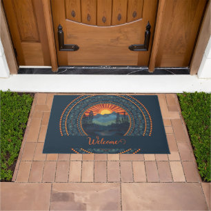 Paillasson Sunset Dot Mandala Vintage Wilderness personnalisé
