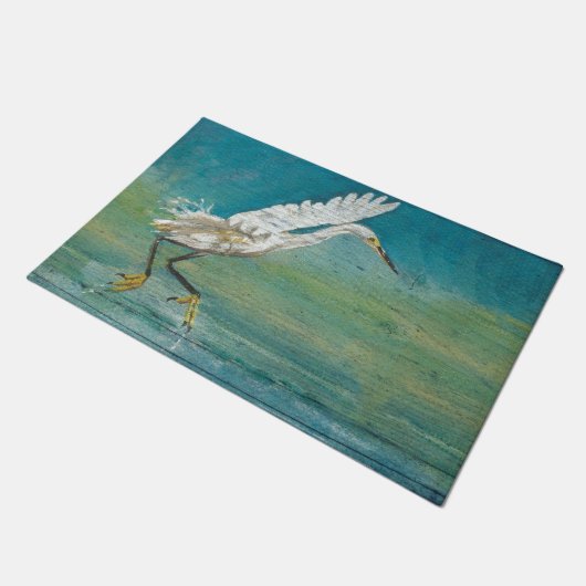 Paillasson Superbe peinture Egret Shorebird (Incliné)