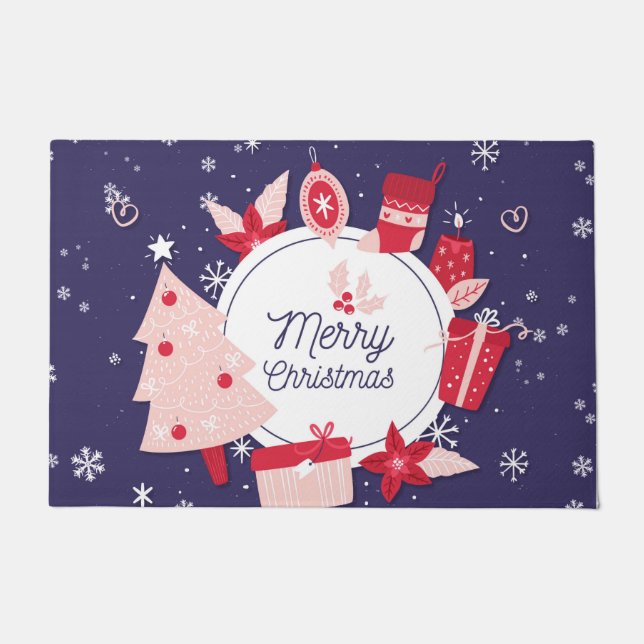 Paillasson Superbes flocons de neige de Noël (Devant)