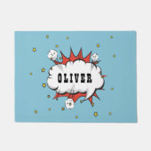 Paillasson Superhero Comic Speech Bubble Boy Name (Devant)