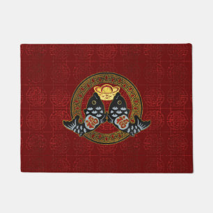 Paillasson Symbole de bonne chance avec les poissons et la