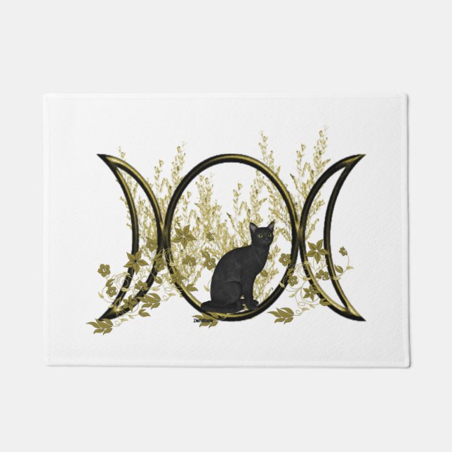 Paillasson Symbole de la lune triple chat noire (Devant)