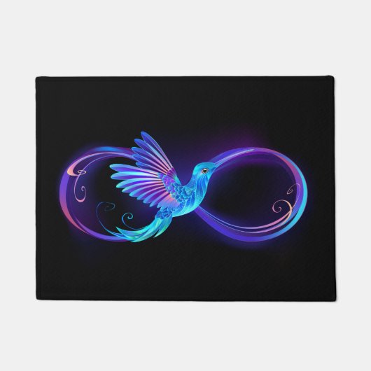 Paillasson Symbole d'infini néon avec colibri brillant (Devant)