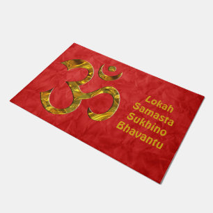 Paillasson Symbole saint OM/or et incantation d'Aum