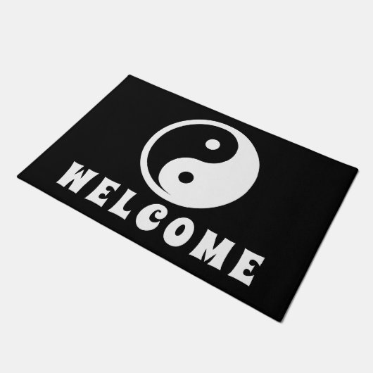 Paillasson Symbole Yin Yang - tatouage solide design 2 (Incliné)