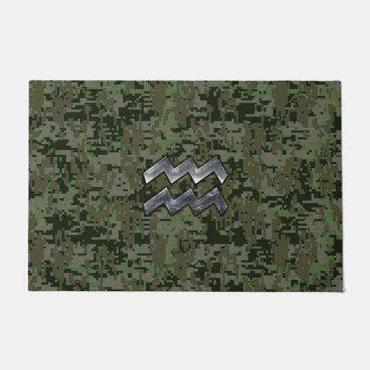 Paillasson Symbole Zodiaque Aquarius sur le camouflage numéri (Devant)