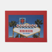 Paillasson Sympa rétro de bienvenue avec votre nom (Devant)