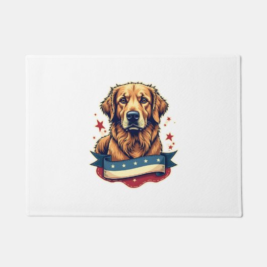 Paillasson T-shirt à gravure rétro patriotique Golden Retriev (Devant)