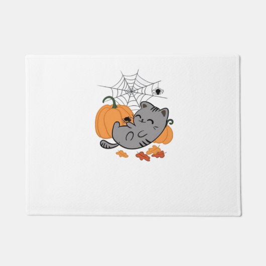 Paillasson T-shirt classique Halloween Kitty et Spiders (Devant)