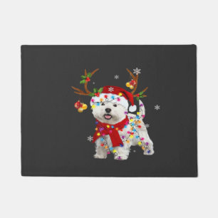 Paillasson T-shirt drôle de Westie Noël Renne Lumières de Noë