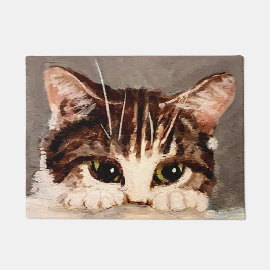 Paillasson Tabby Kitten timide et curieux (Devant)
