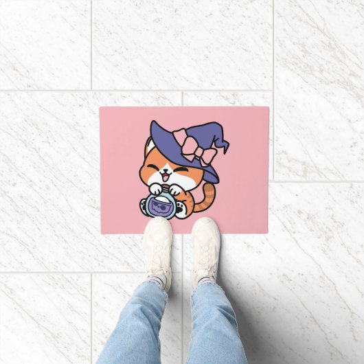Paillasson Tabby Witch Brew – Cute Halloween Cat Design (Intérieur)