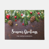 Paillasson Table de Noël rustique avec pin et neige (Devant)