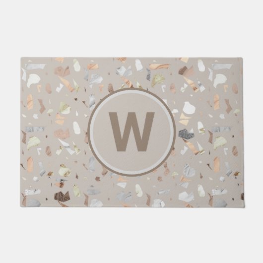 Paillasson Tan Italien Terrazzo Carrelage Monogramme (Devant)