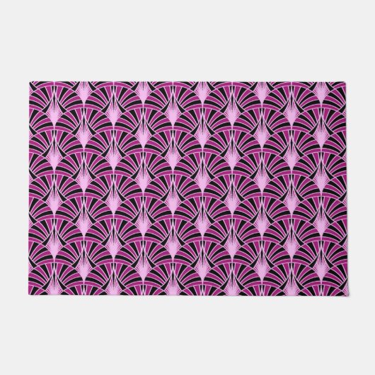 Paillasson Tapis/tapis à motifs Art déco rose et noir. (Devant)