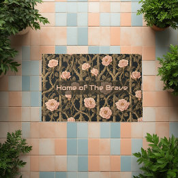 Paillasson Tapisserie florale de rosiers grimpants beige Will
