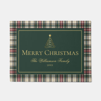 Paillasson Tartan à carreaux classique Joyeux Noël Famille pe