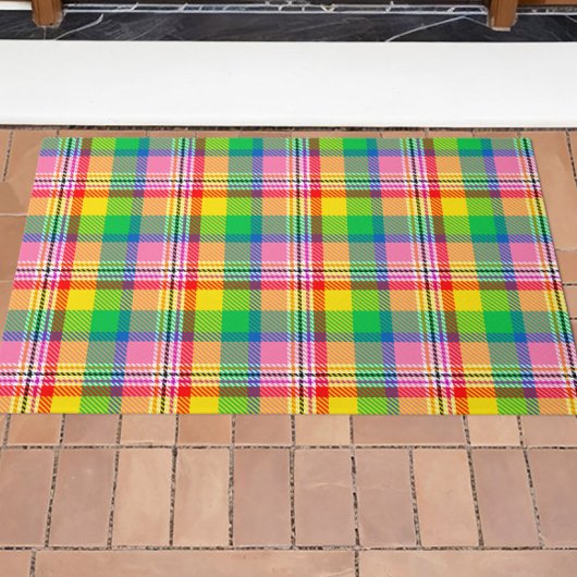 Paillasson Tartan vert rose