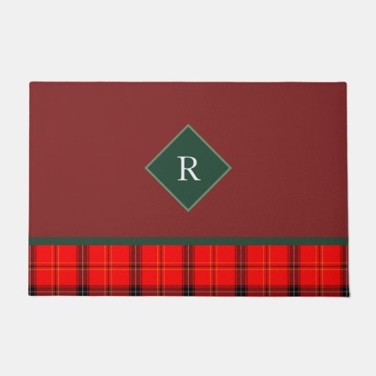Paillasson Tartelan de Noël rouge et vert patiné Monogramme (Devant)
