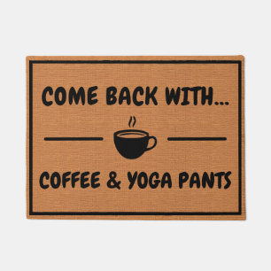 Paillasson Tasse de café drôle & Humour de yoga Minimaliste B