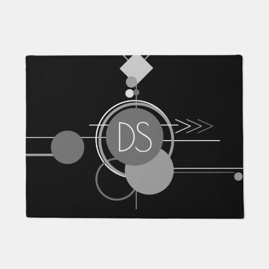 Paillasson Tatouage Art Déco Moderne | Minimalisme noir et gr (Devant)