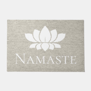 Paillasson Taupe élégant Namaste en arête de poisson Lotus
