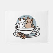 Paillasson Tea Time Meow Time - Cute Cat and Tea Design (Devant)