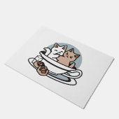 Paillasson Tea Time Meow Time - Cute Cat and Tea Design (Incliné)