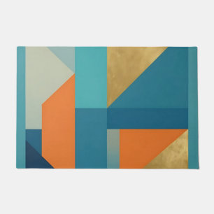 Paillasson Teal Orange Or Géométrique Abstrait