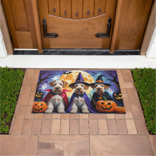 Paillasson Teckels Airedale Terriers Citrouille Halloween Drô