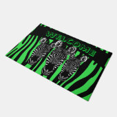 Paillasson Tendance Lime Zebra Herd sur Zebra Imprimer (Incliné)