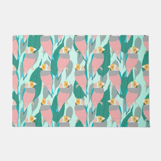Paillasson Tendance rose arc-en-ciel Finch Bird & Green Folia (Devant)