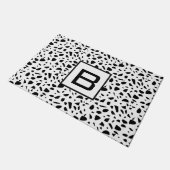 Paillasson Terrazzo noir blanc motif monogramme initial (Incliné)