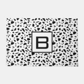 Paillasson Terrazzo noir blanc motif monogramme initial (Devant)