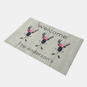 Paillasson Tête de cerf géométrique avec couronne florale sur (Incliné)