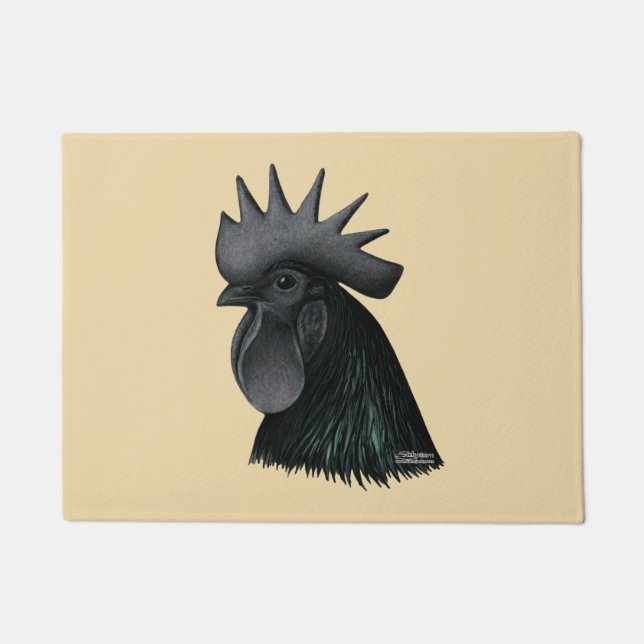 Paillasson Tête de Rooster Ayam Cemani (Devant)