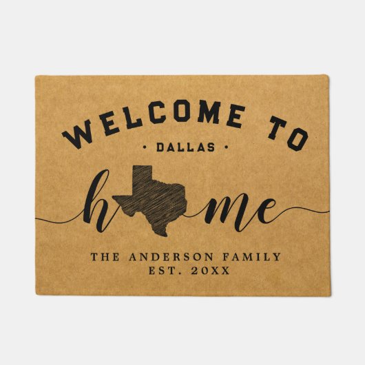Paillasson Texas Home State Map USA Minimal Welcome (Devant)