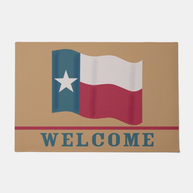 Paillasson Texas Red White Blue Lone Star drapeau Bienvenue (Devant)