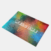 Paillasson Texte de bienvenue Modèle d'art Abstrait coloré mo (Incliné)