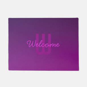 Paillasson Texte monogramme modifiable moderne & Ombre violet