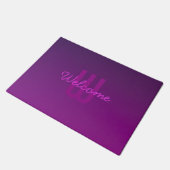 Paillasson Texte monogramme modifiable moderne & Ombre violet (Incliné)
