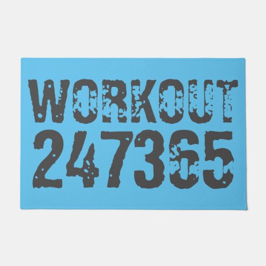 Paillasson Texte usé et rayé Workout 247365 bleu (Devant)