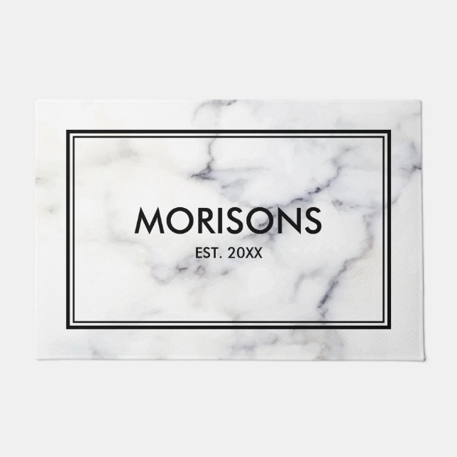 Paillasson Texture en pierre de marbre blanc et gris (Devant)