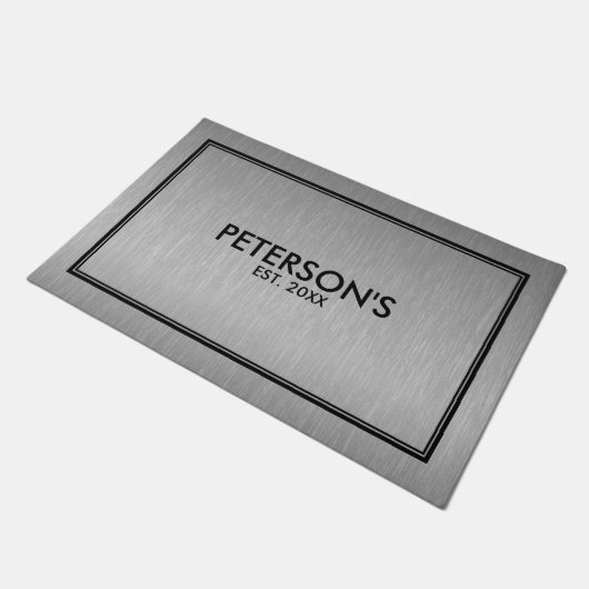 Paillasson Texture métallique grise Imprimer Cadre noir (Incliné)