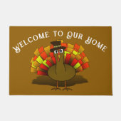 Paillasson Thanksgiving Cartoon Turkey Pilgrim (Devant)