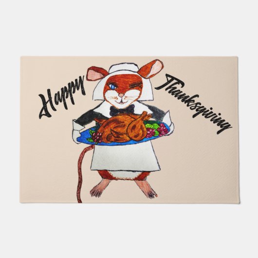 PAILLASSON THANKSGIVING MOUSE PILGRIM (Devant)