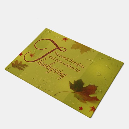 Paillasson Thanksgiving veut typographie Feuilles (Incliné)
