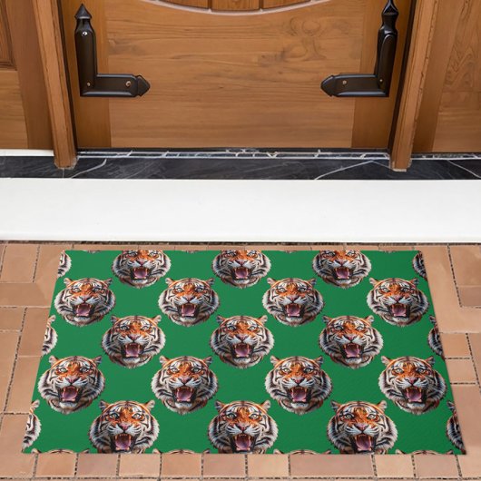 Paillasson Tiger Head Pattern Design Green 